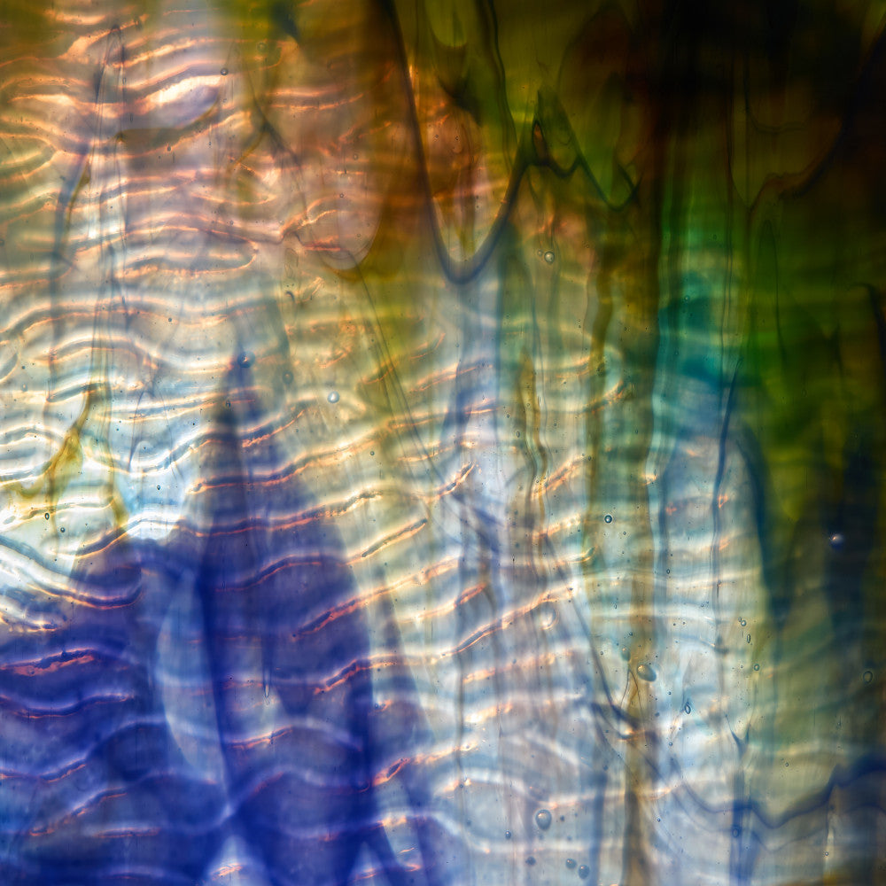 Rippled Glass Sheet Mixed Colors Streaky w/ Multi Colors