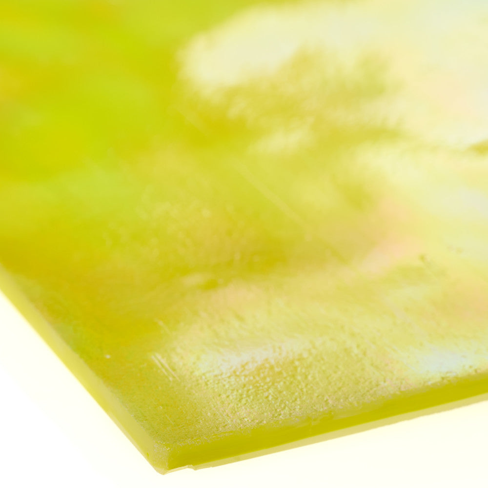 Glass Sheet Mixed Colors Green/Yellow/White Streaky w/ Iridescent Finish