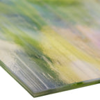 Iridescent Finish Glass Sheet Green Colors Streaky w/ Multi Colors