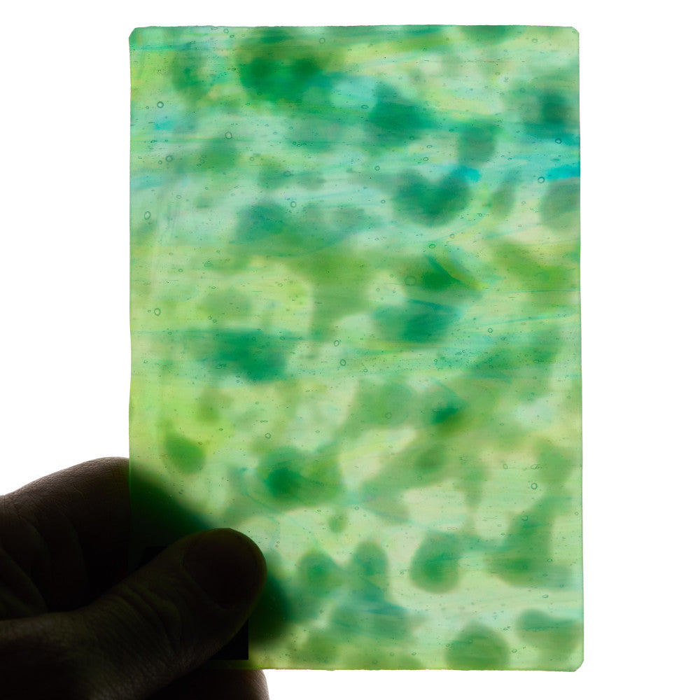 Glass Sheet Mixed Colors Mottled w/ Green/Aqua Streaky
