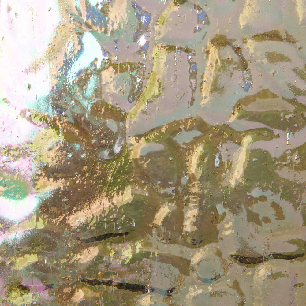 Iridescent Finish Glass Sheet Yellow Flemish Texture