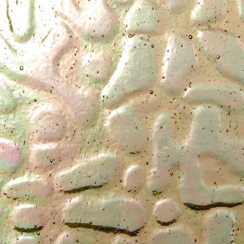 Iridescent Finish Glass Sheet Yellow Flemish Texture