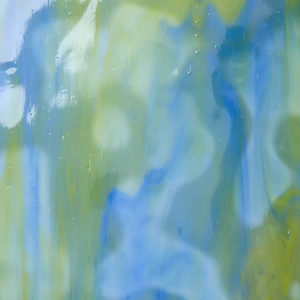 Glass Sheet Mixed Colors Mottled w/ Green/White/Blue Streaky