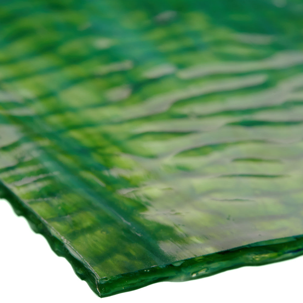 Ripple Glass Sheet Mixed Green and Blue Streaky