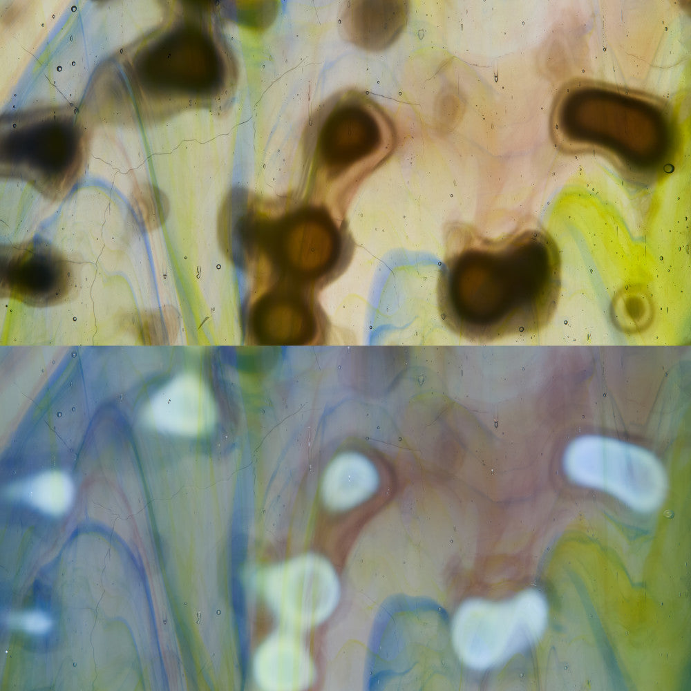 Glass Sheet Mixed Colors Mottled  w/ Purple/Yellow/Blue Streaky