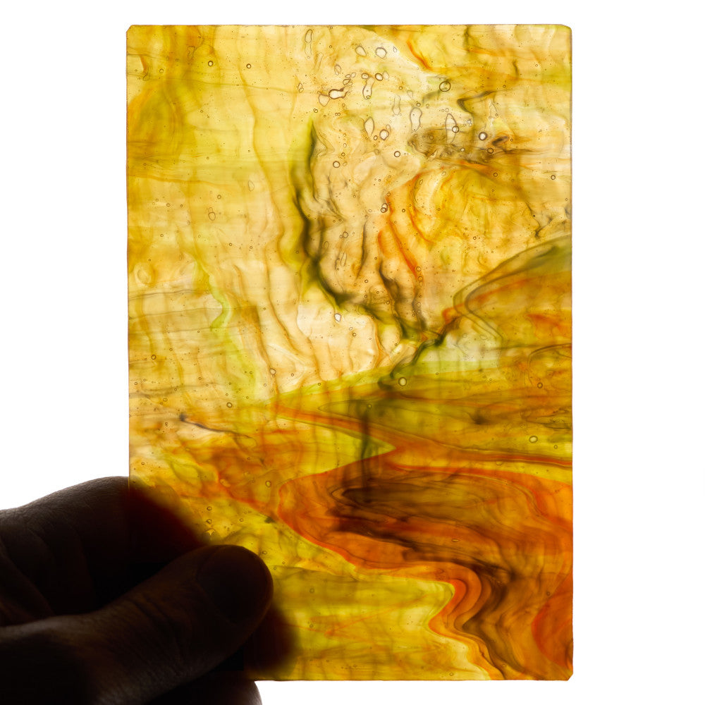 Rippled Glass Sheet Mixed Colors Streaky w/ Multi Colors