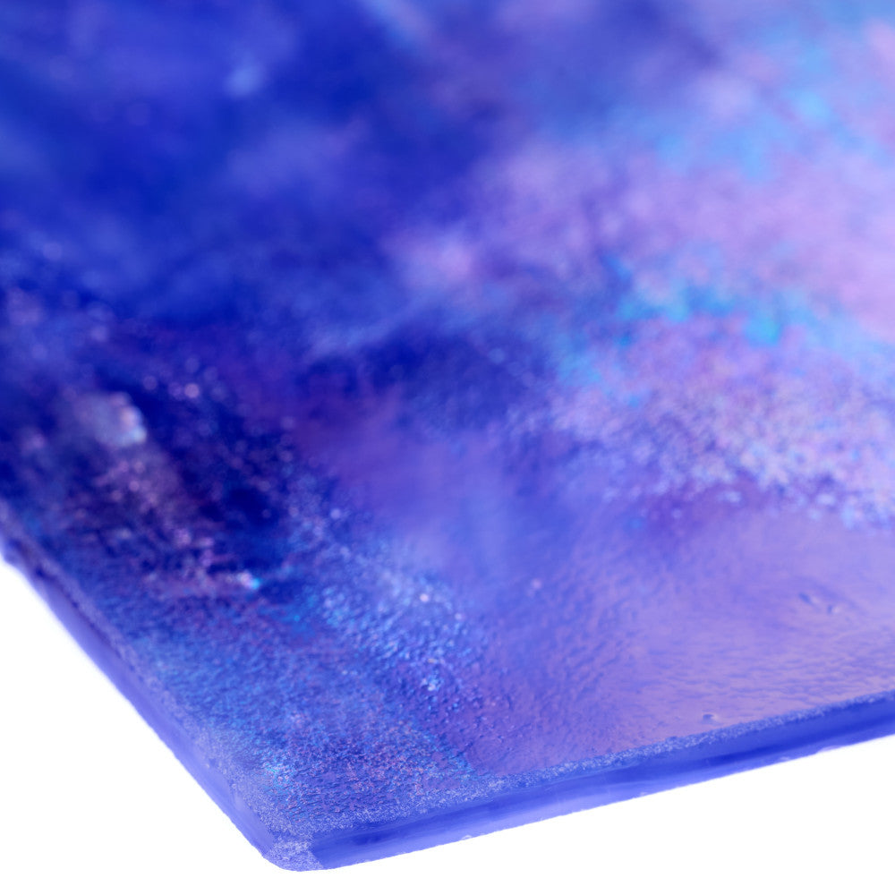Glass Sheet Blue Streaky w/ White and Iridescent Finish