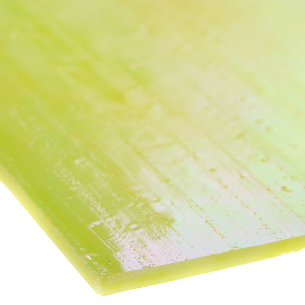 Glass Sheet Mixed Colors Streaky w/ Yellow/Green/White and Iridescent Finish