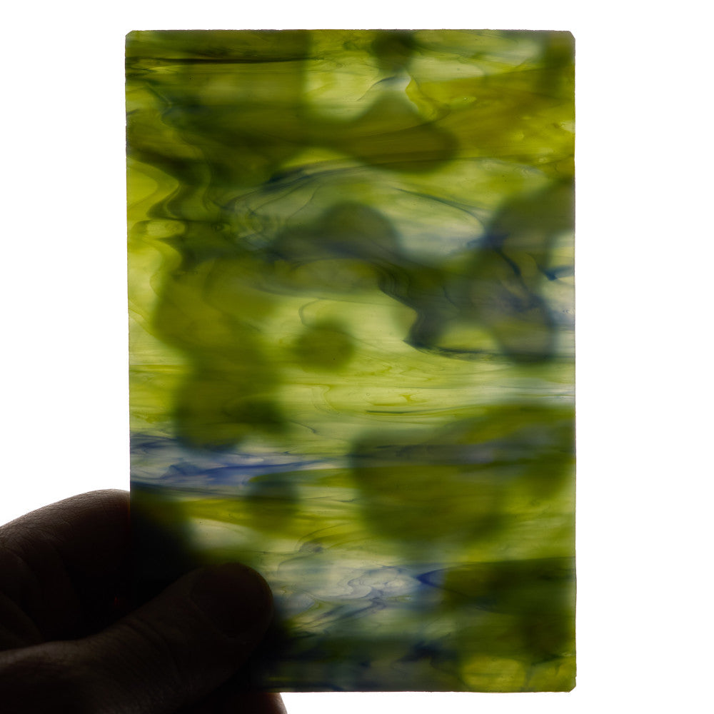 Glass Sheet Mixed Colors Mottled w/ Green/White/Blue Streaky