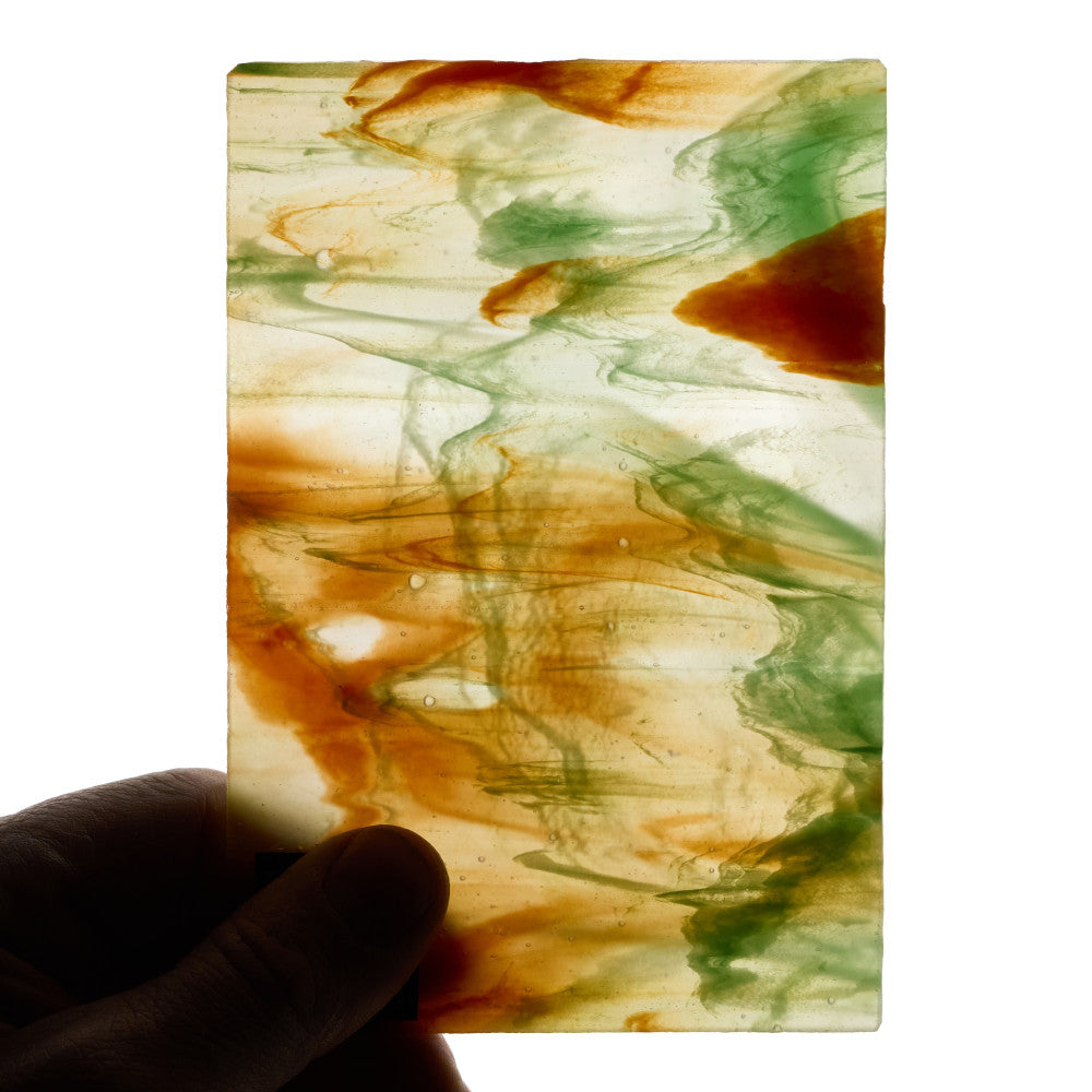 Glass Sheet Orange with Green Streaky