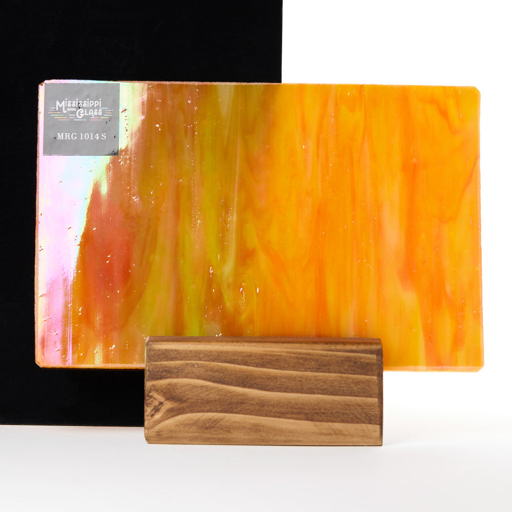 Glass Sheet Red with Yellow and Orange Streaky