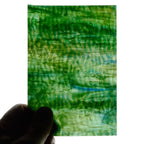 Iridescent Finish Rippled Glass Sheet Green Colors Streaky w/ Multi Colors