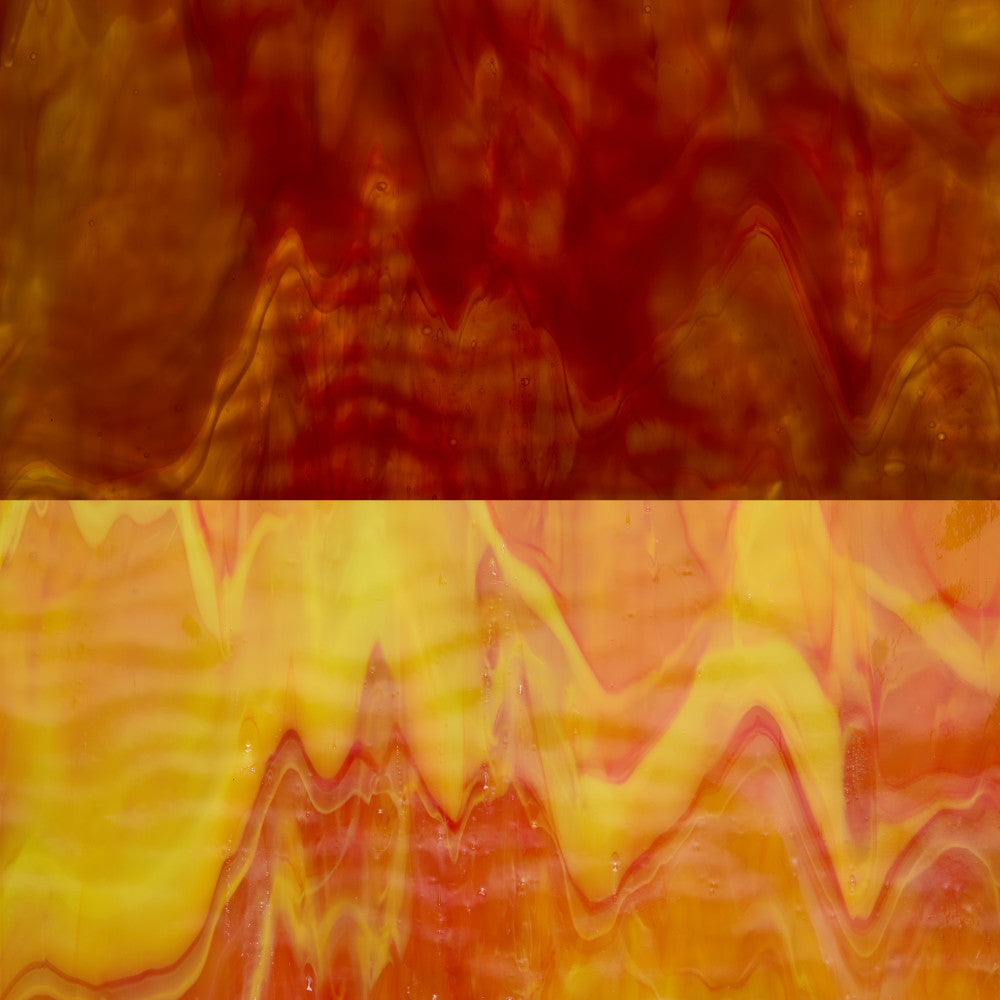 Rippled Glass Sheet Mixed Colors Streaky w/ Multi Colors