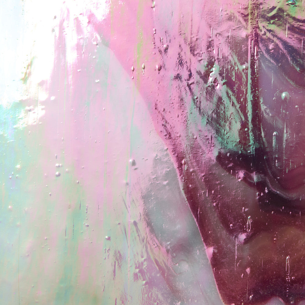 Glass Sheet Pink/Red Streaky w/ Iridescent Finish