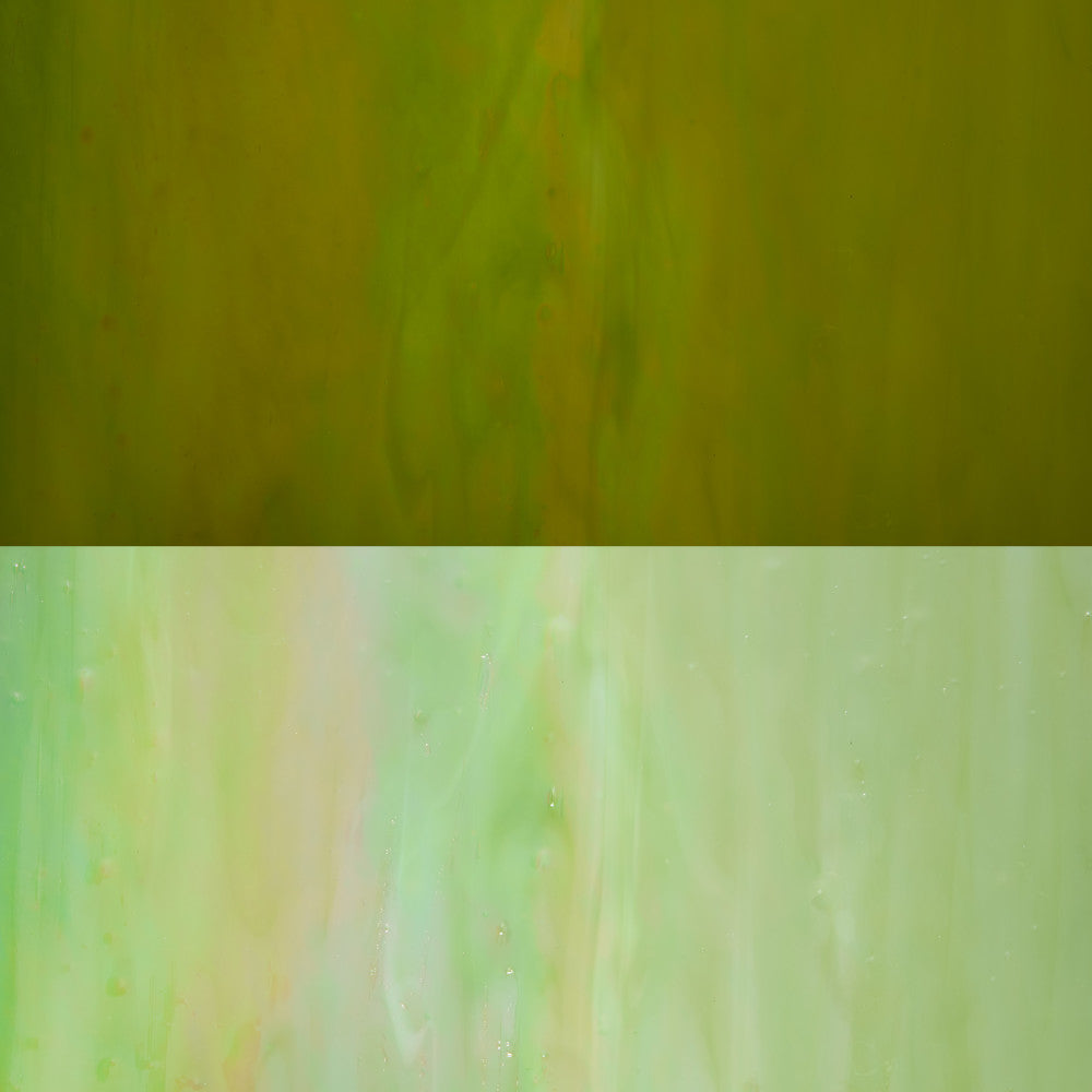 Glass Sheet Green Streaky w/ Multi Colors and Iridescent Finish