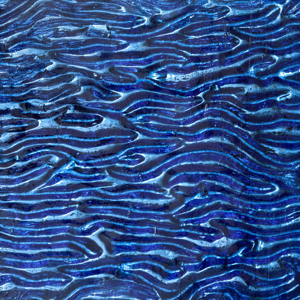 Glass Sheet Blue Ripple Glass with Mirror Backing