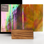 Glass Sheet Mixed Colors Streaky w/ Red/Yellow/Green and Iridescent Finish
