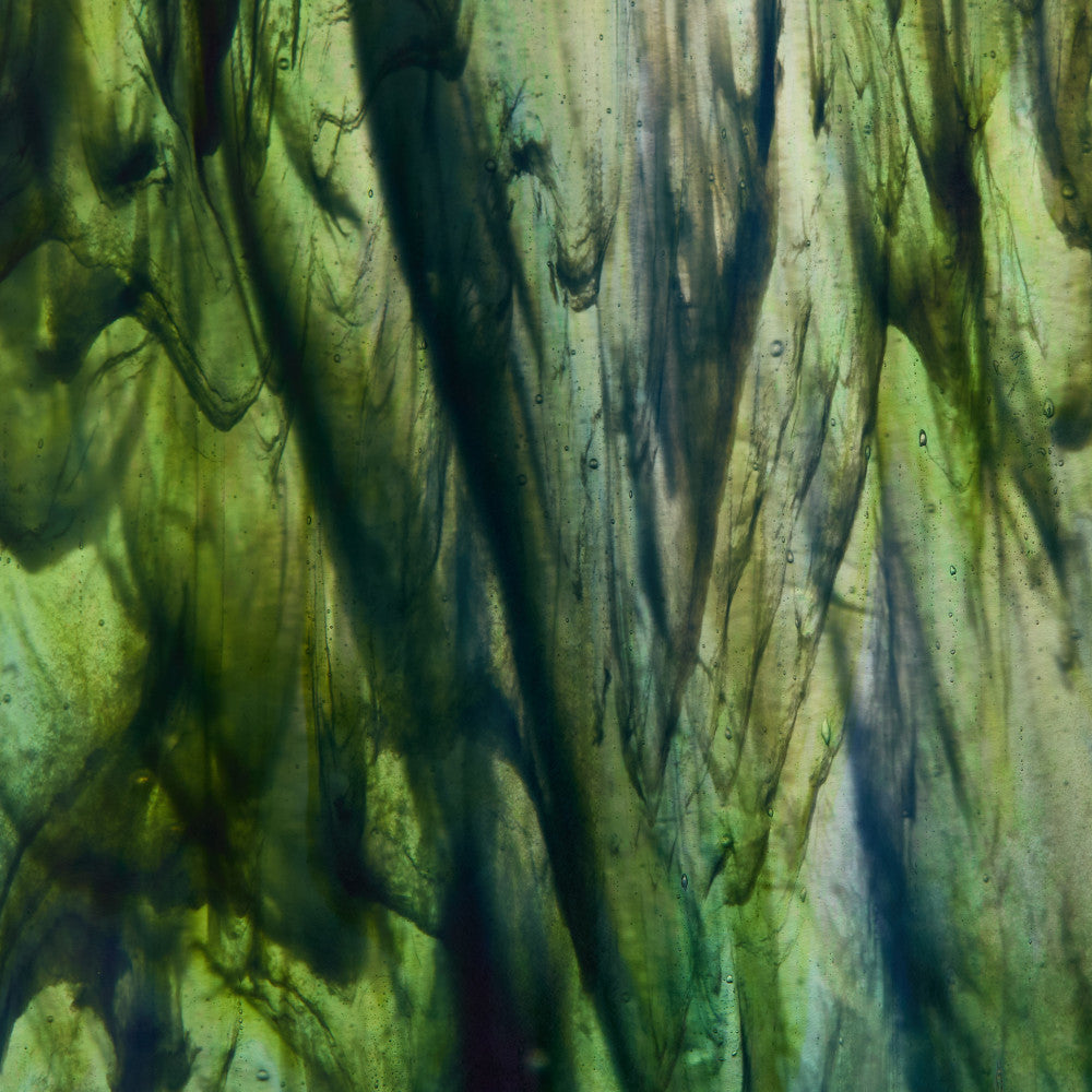 Glass Sheet Green Streaky w/ Blue and Iridescent Finish