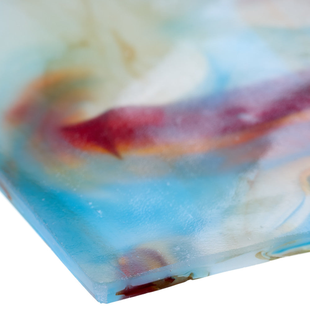 Glass Sheet Mixed Colors Streaky w/ Red/Aqua/Brown