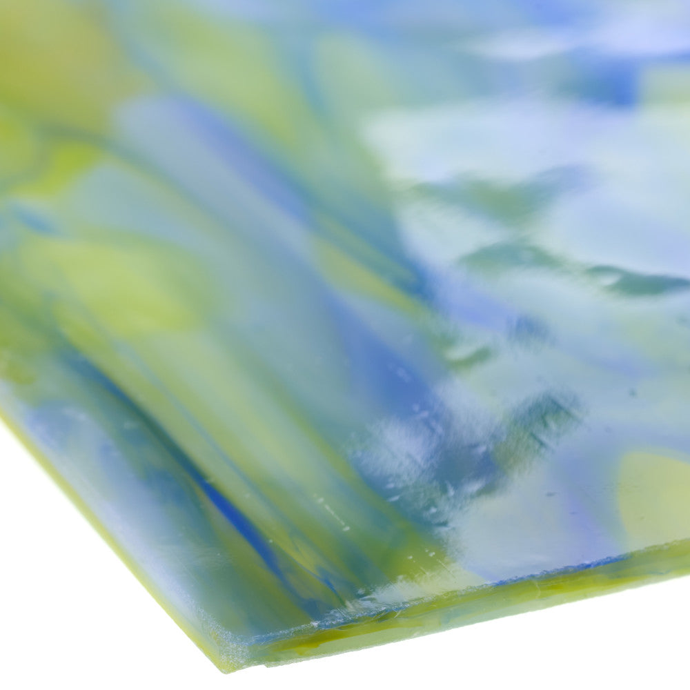 Glass Sheet Mixed Colors Mottled w/ Green/White/Blue Streaky
