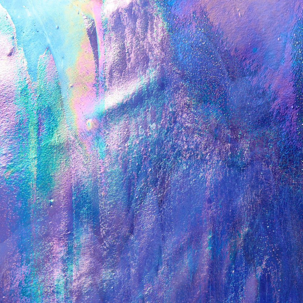 Glass Sheet Blue Streaky w/ White and Iridescent Finish