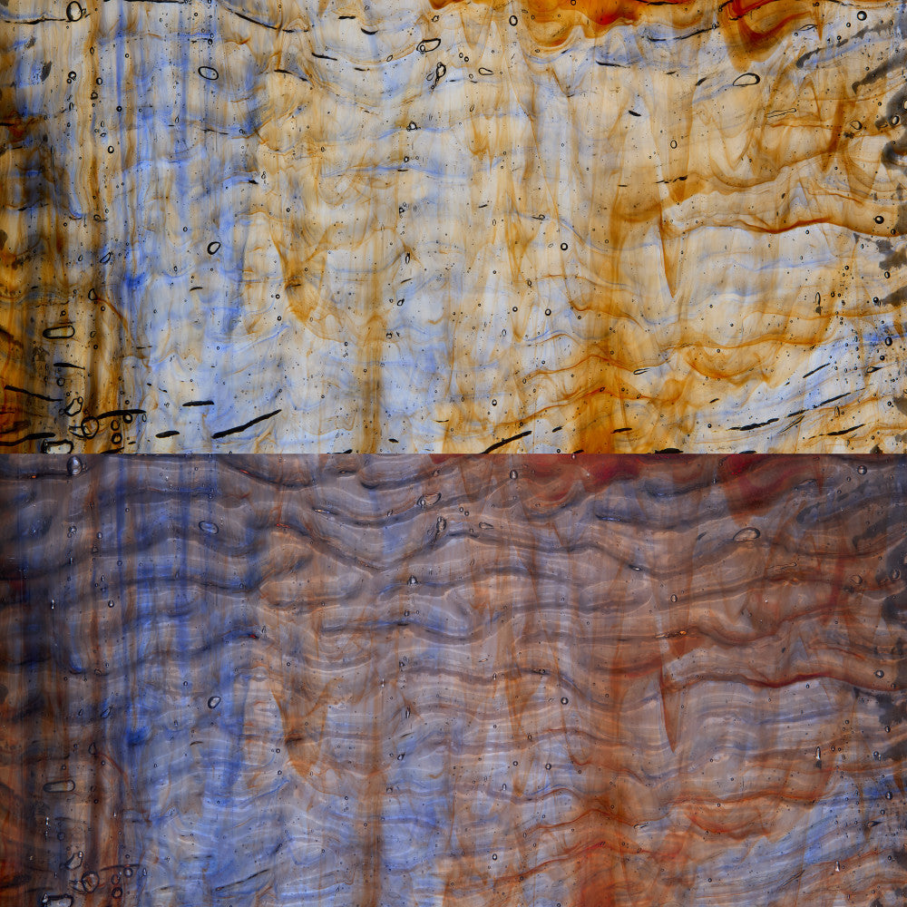 Rippled Glass Sheet Mixed Colors Streaky w/ Multi Colors