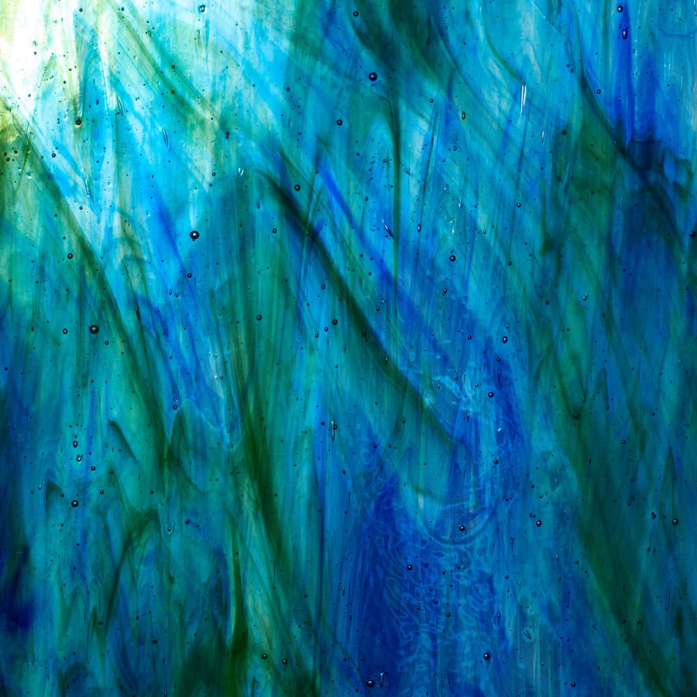 Glass Sheet Green Streaky w/ multi colors